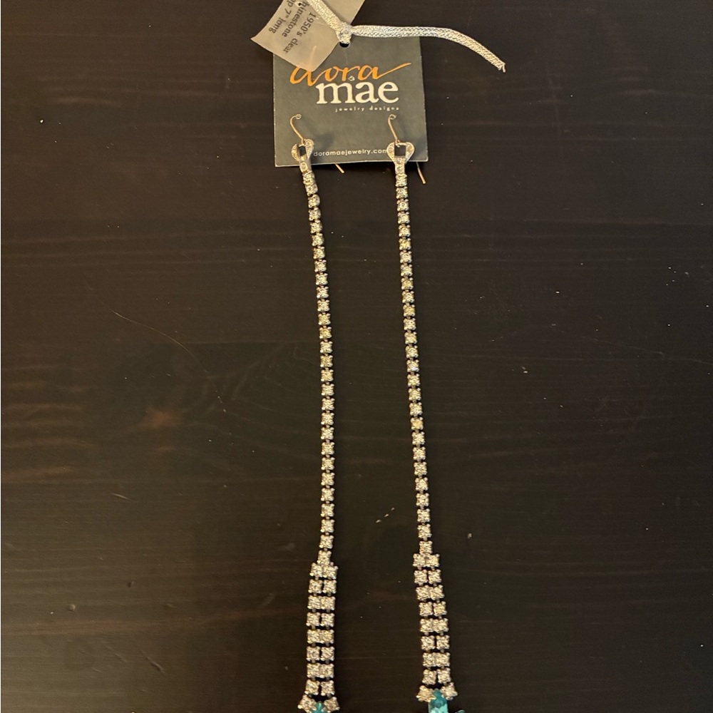 Dora Mae Silver Rhinestone Earrings -7”
